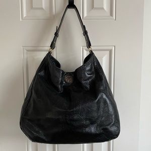 Tory Burch Dena Glazed Leather Hobo Black